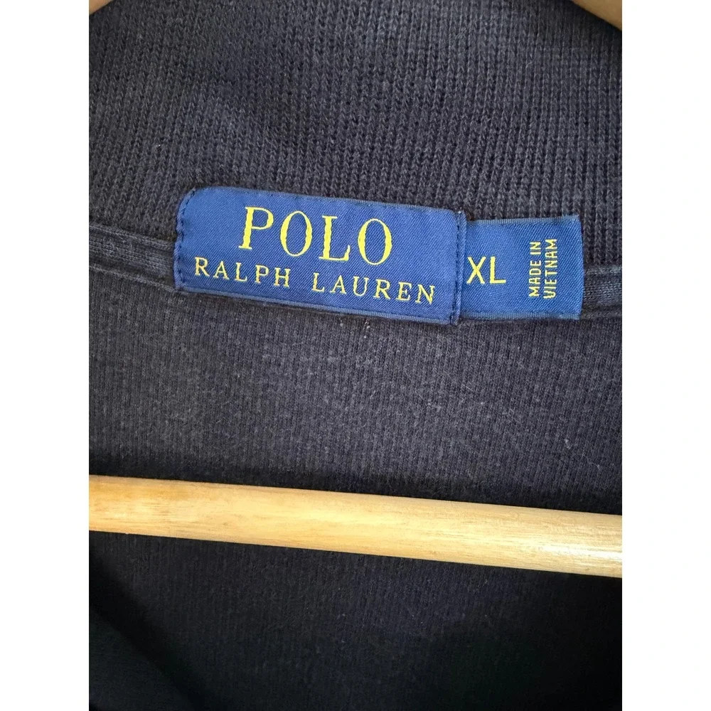 Polo Ralph Lauren Mens XL Black Quarter Zip Pullover Sweatshirt Red Pony‎ Logo